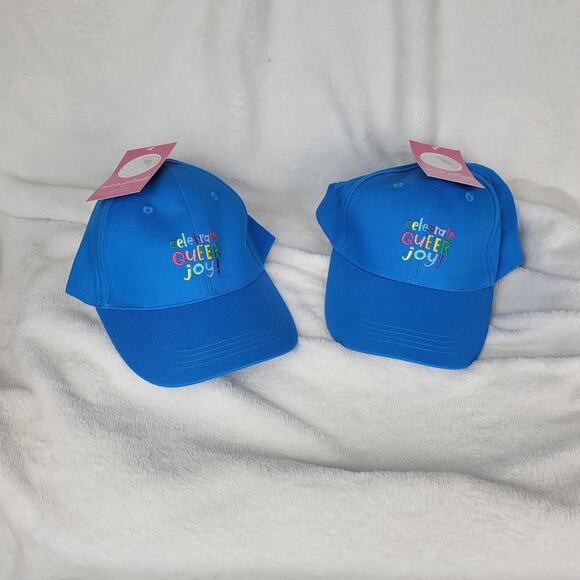 2 Celebrate Queer Joy Blue Baseball Caps Anna Parade Gay Pride Rainbow LGBTQ - Picture 8 of 8